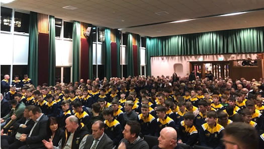  A packed hall for the Gaelfast celebration of 2019 Development Squads