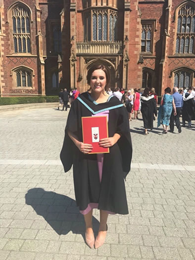 Christina Sturgeon pictured at her BEd graduation in July 2018