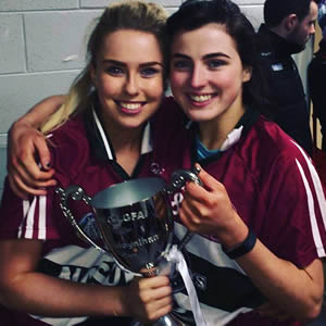 Some of the winning ladies gaelic football team with the Gourmet Food Parlour Moynihan Cup