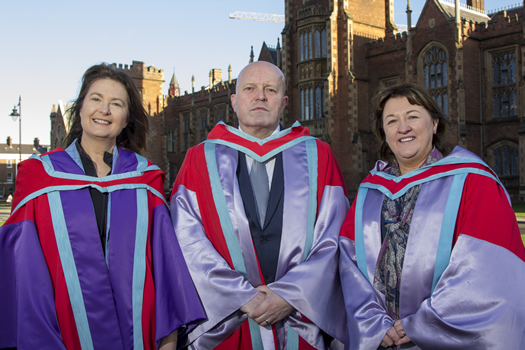 Irish-medium tutors Dr Gabrielle NigUidhir, Dr Seán MacCorraidh and Dr Eibhlin MhicAoidh