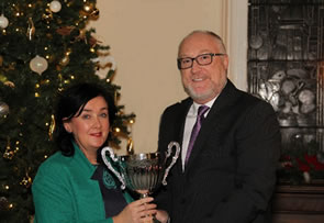 Dympna Taggart Award - winner Rebecca Ramsay (represented by her mother Martina) presented by Professor Peter Finn