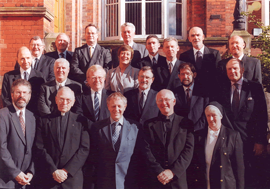 Very Reverend Professor Martin O'Callaghan photographed with staff and visitors of St Mary's