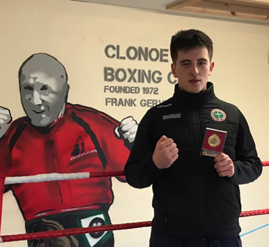 Frank Lowe with his Irish Athletic Third-Level Boxing Championships gold medal