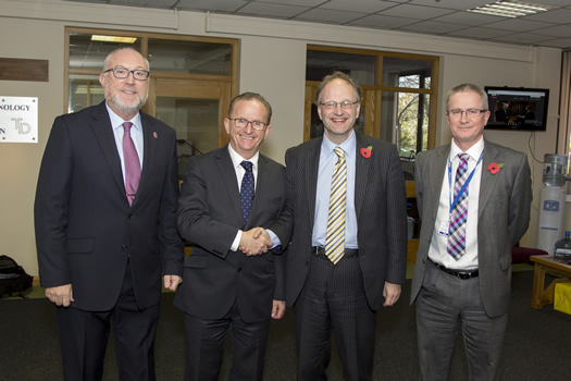 College Principal, Professor Peter Finn, Dr Kieran McGeown (St Mary's), Education Minister Peter Weir MLA and Dr Michael levers (Stranmillis University College)