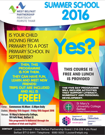 West Belfast Partnership Summer School 2016