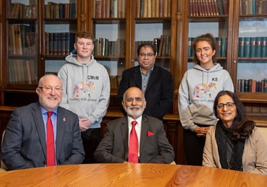 Front row: Professor Peter Finn, Lord Diljit Rana and Dr Anuradha Verma. Back Row: Conor McManus, Mr Sameer Seth and Katie Sweeney