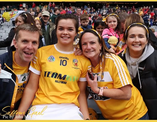 Maeve and her family at the All-Ireland Intermediate Camogie final.