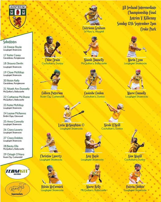 All Ireland Intermediate Championship Final Sunday 12th September - Antrim Team