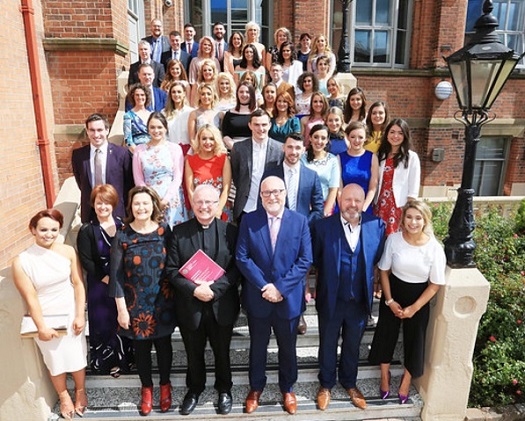 The class of 2017 with Bishop Donal McKeown, Professor Peter Finn (Principal) and College lecturers