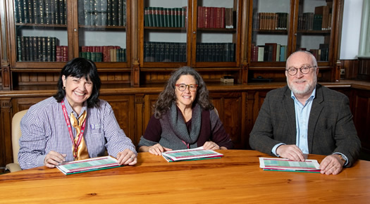 Tammy Gieselman and Pamela Galligan-Stierle with Peter Finn