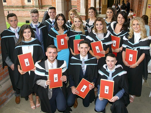 A group of St Mary’s students with their degree certificates 