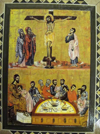 Anonymous Seventeenth-Century Icon of the Crucifixion and Last Supper 